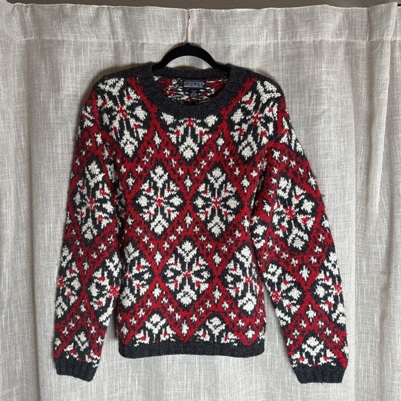 LANDS END Women's Small VTG Heavy Handknit Sweater 100% Wool Cozy Ski Lodge - Picture 1 of 10